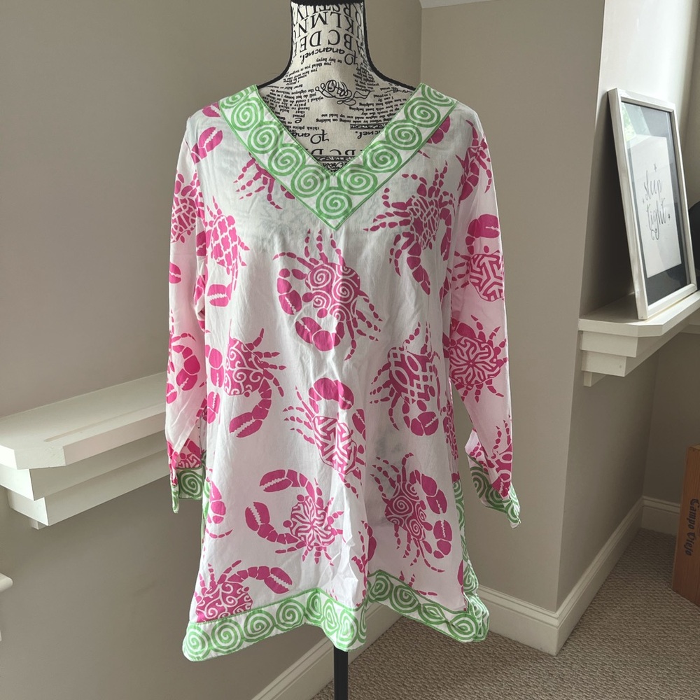 Swim suit cover up classic  Nantucket colors v neck